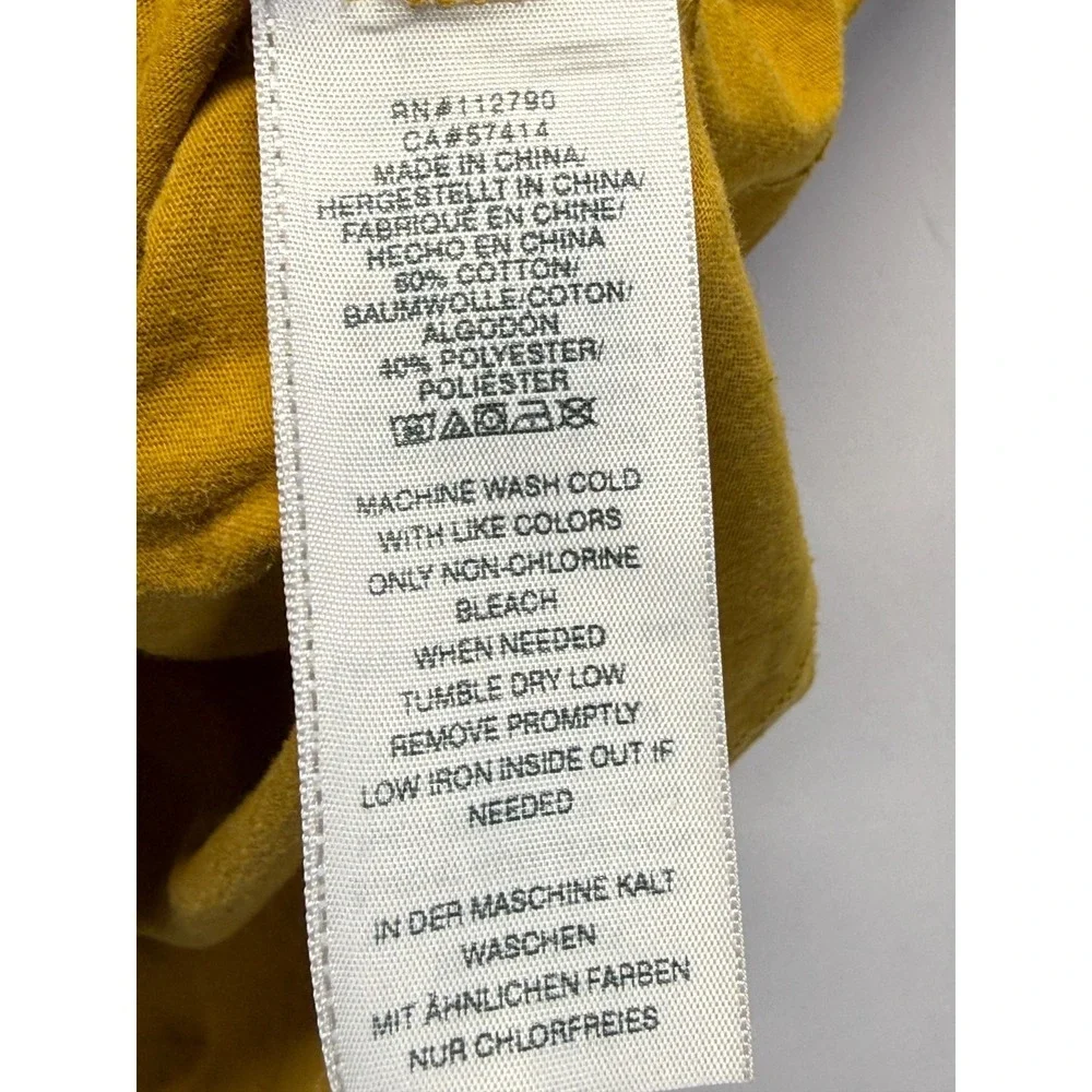 True Religion Shirt Men Large Mustard Yellow Graphic Print Horseshoe Logo Cotton